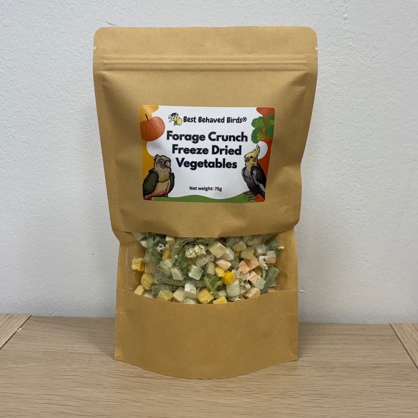Forage Crunch Freeze Dried Vegetables for Parrots 75g - Best Behaved Birds