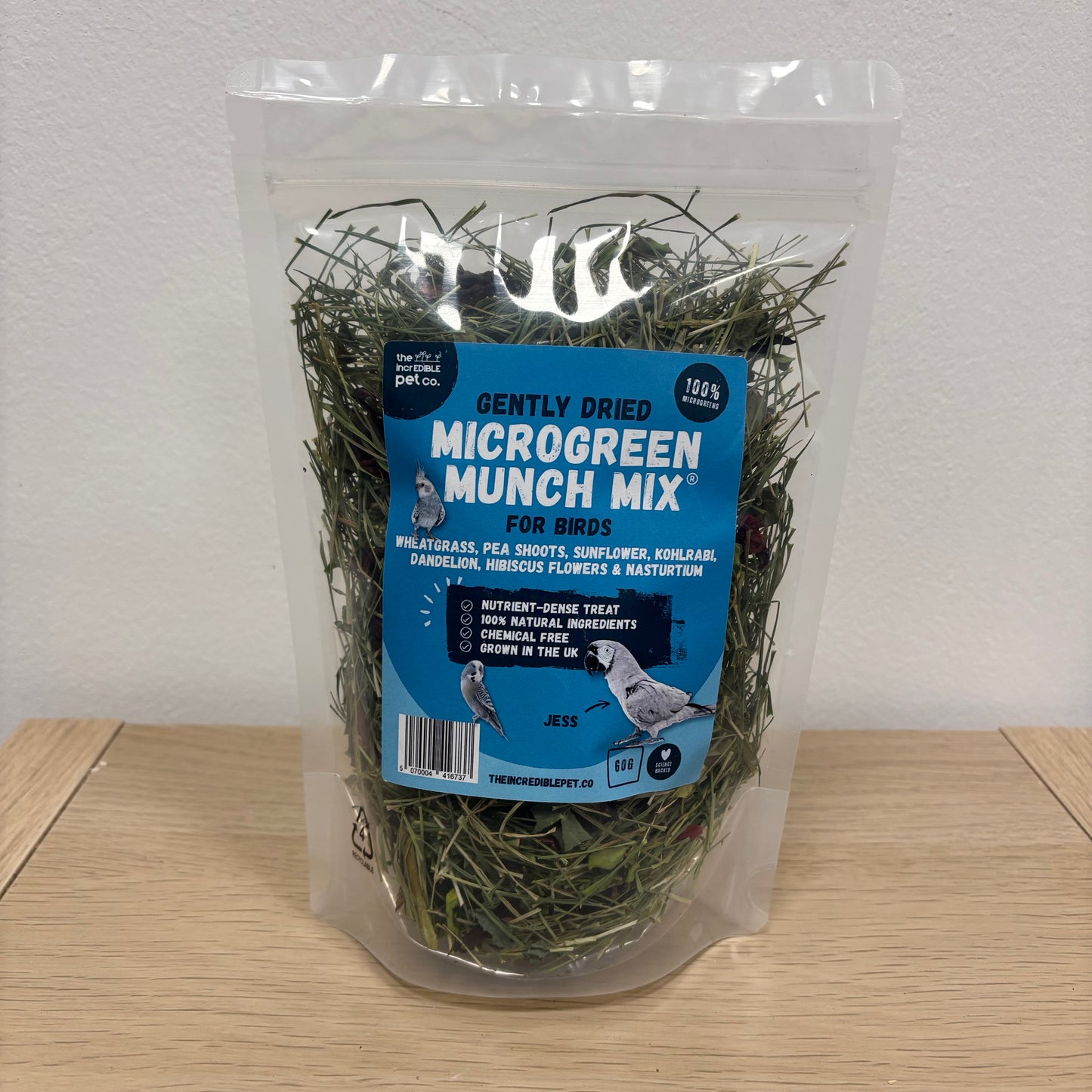 Gently Dried Microgreen Munch Mix for Birds 60g - The Incredible Pet Co