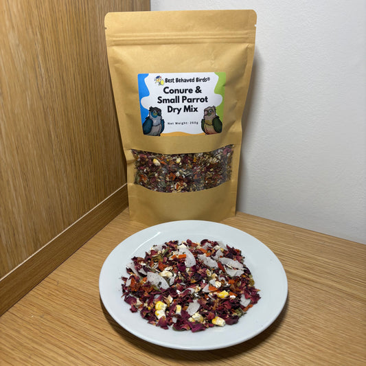 Conure & Small Parrot Dry Mix 250g - Best Behaved Birds