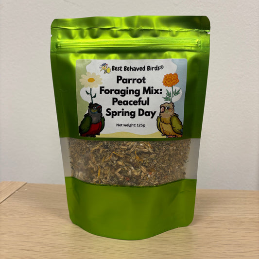 Parrot Foraging Mix: Peaceful Spring Day – Limited Edition 125g - Best Behaved Birds