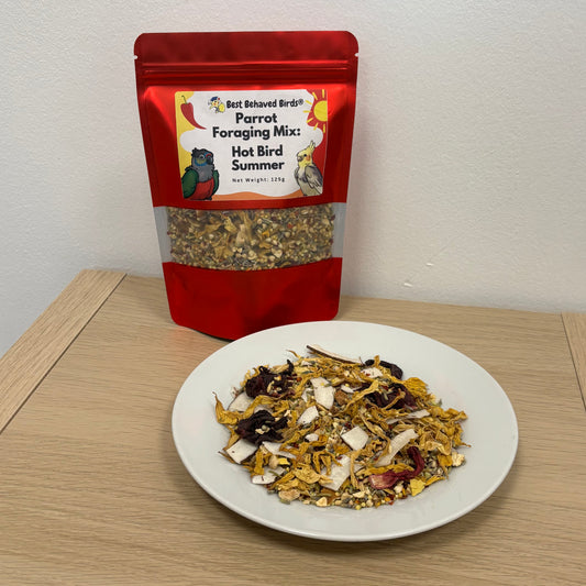 Parrot Foraging Mix: Hot Bird Summer - Limited Edition 125g - Best Behaved Birds