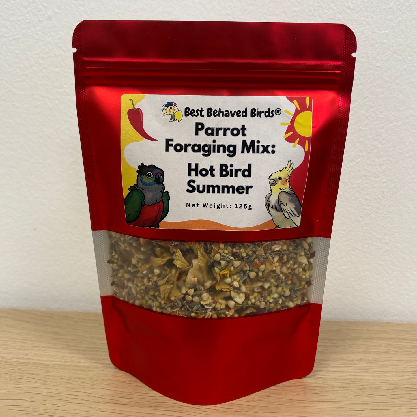 Parrot Foraging Mix: Hot Bird Summer - Limited Edition 125g - Best Behaved Birds