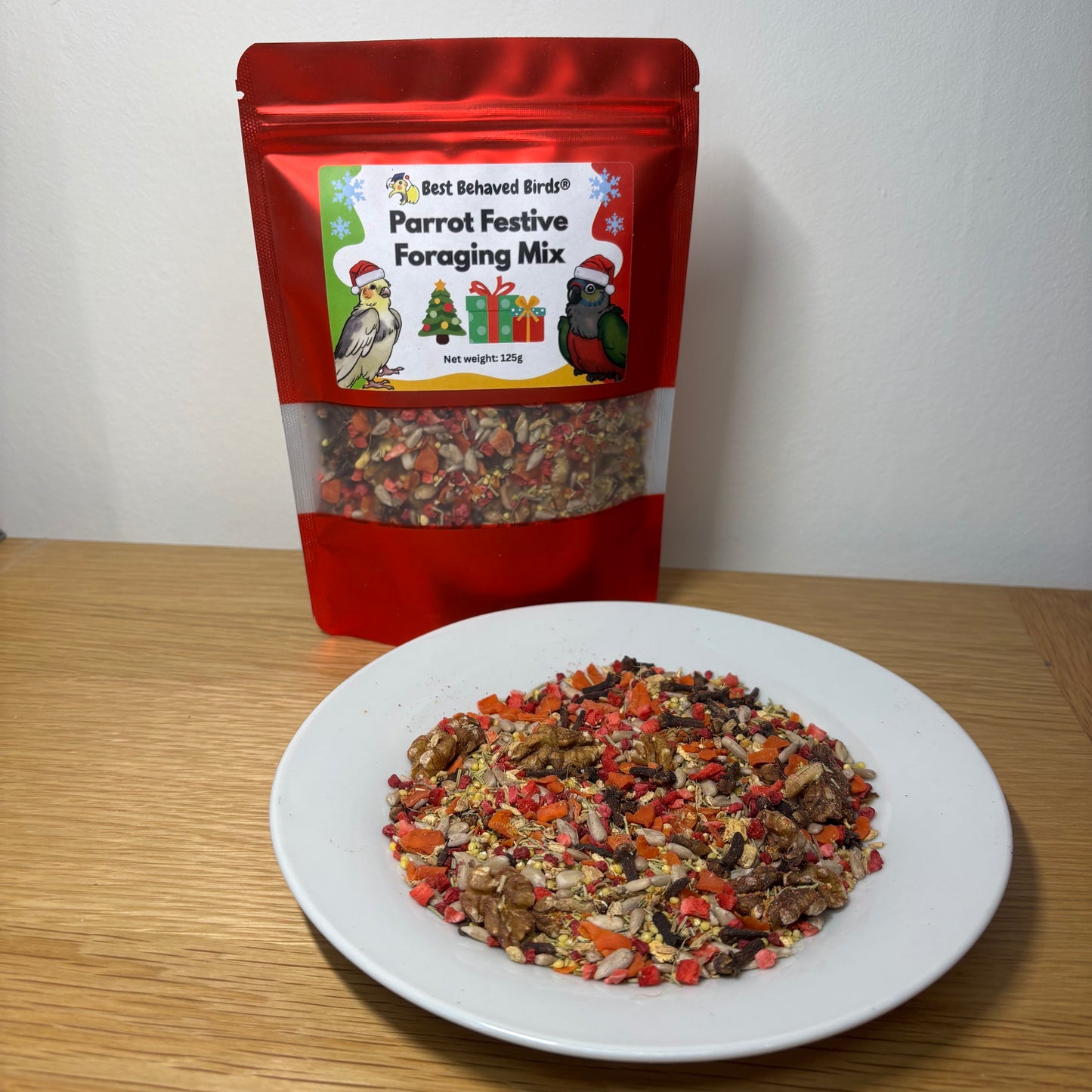 Parrot Festive Foraging Mix - Limited Edition 125g -  Best Behaved Birds