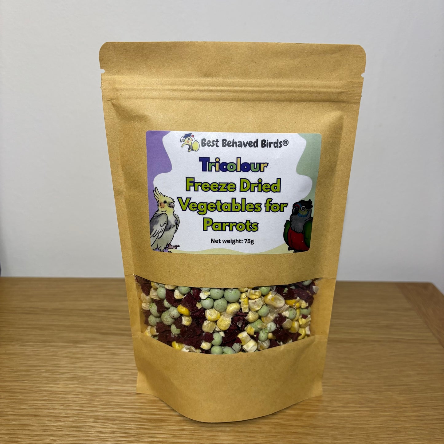 Tricolour Freeze Dried Vegetables for Parrots 75g - Best Behaved Birds